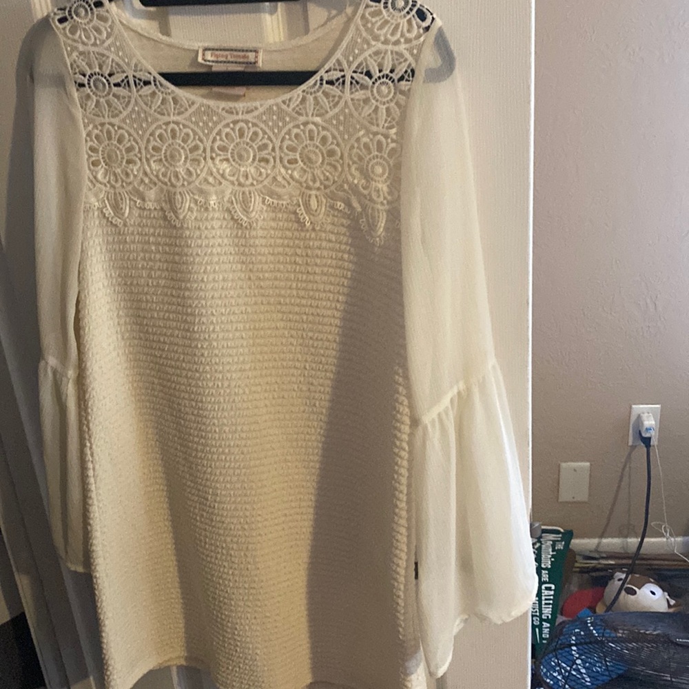 Cream dress with lace detail